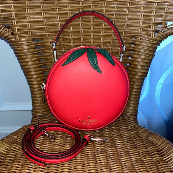♠️🍅kate spade 3D Tomato Mangia Double Dual Compartment Small Crossbody Bag Red - Picture 6 of 15